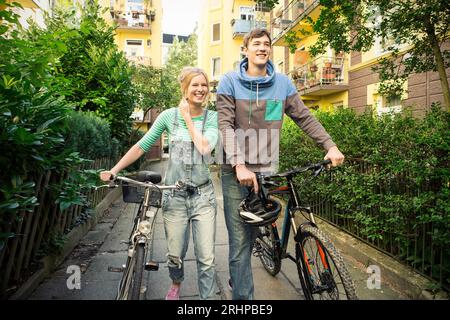 Couple on bicycle Stock Photo
