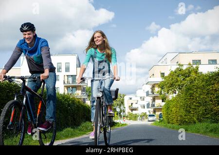 Couple on bicycle Stock Photo
