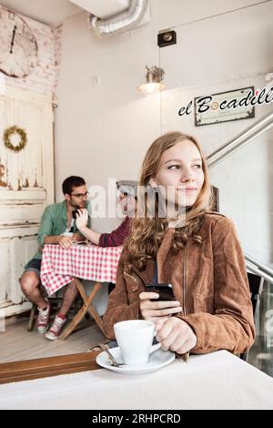 Young woman in cafe Stock Photo