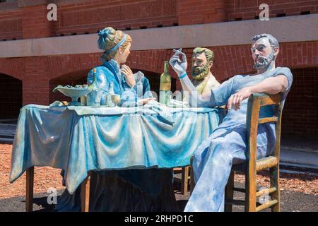 Key West, Florida, USA. "Pondering the Benefits of Exercise", a work by Seward Johnson outside the Custom House Museum of Art and History, Old Town. Stock Photo