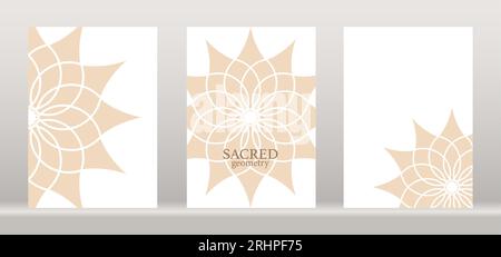 Flower of life mandala of sacred ancient geometry. Vector set template. Alchemy, religion, philosophy, astrology and spirituality themes. Cards Logo Stock Vector