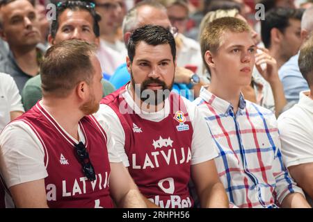 RIGA, LATVIA. 16th August 2023.  Latvia National Men's basketball team vs. Finland National Men's basketball team friendly game before FIBA BASKETBALL WORLD CUP 2023. Stock Photo