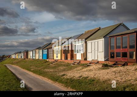 Beach Huts, Sandilands, Lincolnshire, England, UK Stock Photo