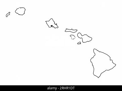 Hawaii map outline isolated on white background Stock Vector