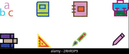 Colorful school and education icon set. Back to school icons. Editable stroke. Stock Vector