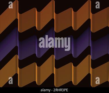 Orange, yellow and purple wavy pattern on brown background. Wavy lines on brown. Halloween colors vector illustration. Stock Vector