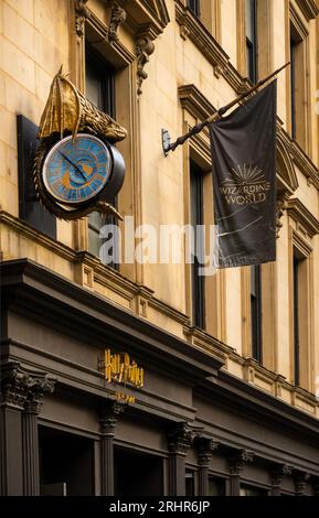 clock outside the Harry Potter store in Chelsea Manhattan NYC Stock Photo