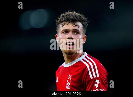 Nottingham Forest's Neco Williams during the Premier League match at the City Ground, Nottingham. Picture date: Friday August 18, 2023. Stock Photo