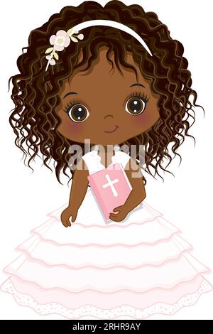 Vector First Holy Communion African American Girl Stock Vector