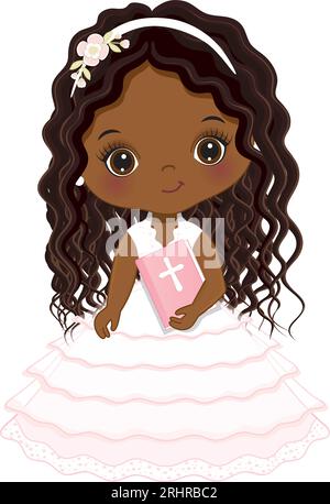 Vector First Holy Communion African American Girl Stock Vector