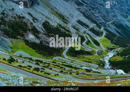 Picturesque landscape with mountain road in Alps Stock Photo