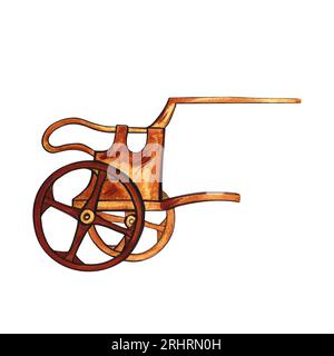 The silhouette of an ancient Greek chariot. Greek painting. Hand-drawn watercolor. Isolate. Horse-drawn chariot. For banners, prints and textiles. For Stock Photo
