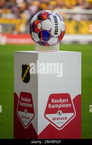 Breda, Netherlands. 18th Aug, 2023. BREDA, NETHERLANDS - AUGUST 18: matchball during the Dutch Keuken Kampioen Divisie match between NAC Breda and Jong AZ at Rat Verlegh Stadion on August 18, 2023 in Breda, Netherlands. (Photo by Gabriel Calvino Alonso/Orange Pictures) Credit: Orange Pics BV/Alamy Live News Stock Photo