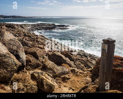 Cape to Cape track marker north of Gracetown, Leeuwin-Naturaliste National Park, Western Australia Stock Photo