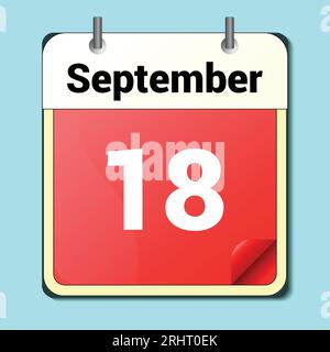 day on the calendar, vector image format, September 18. Stock Vector
