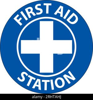 Floor Sign, First Aid Station Stock Vector