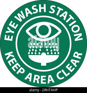 Floor Sign Eye Wash Station - Keep Area Clear Stock Vector