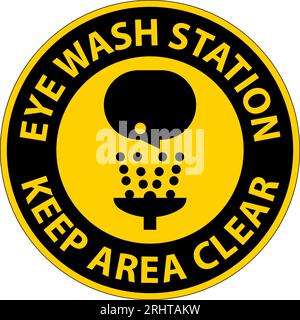 Floor Sign Eye Wash Station - Keep Area Clear Stock Vector