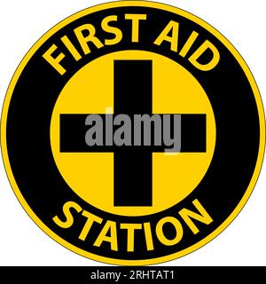 Floor Sign, First Aid Station Stock Vector