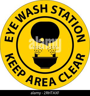 Floor Sign Eye Wash Station - Keep Area Clear Stock Vector