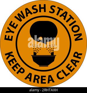 Floor Sign Eye Wash Station - Keep Area Clear Stock Vector