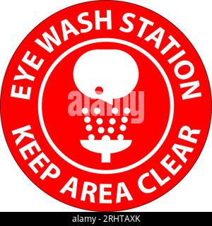 Floor Sign Eye Wash Station - Keep Area Clear Stock Vector