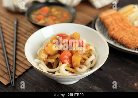 Close Up Udon with Japanese Curry Sauce Stock Photo