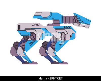 watchdog surveillance robot technology futuristic modern automation machine artificial intelligence military war battle animal Stock Vector