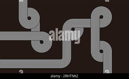 Banded pattern. Black and white intertwined lines on green background ...