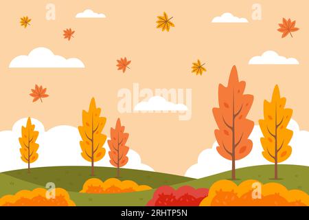 autumn vector background illustration in flat design Stock Vector