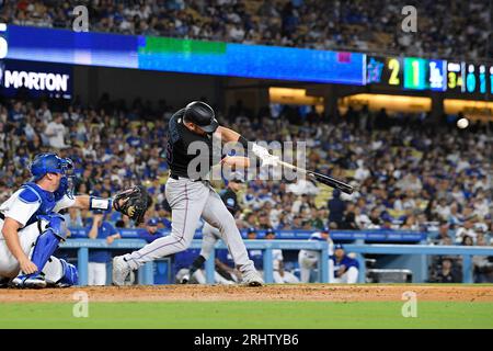 Miami Marlins' Jake Burger celebrates his home run during the third inning  of a baseball game against the Washington Nationals, Saturday, Sept. 2,  2023, in Washington. (AP Photo/Nick Wass Stock Photo - Alamy