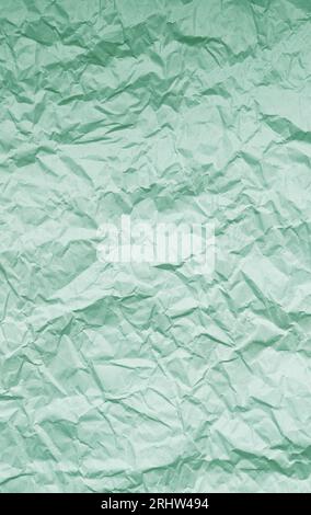 Pale Pistachio Green Crumpled Paper Texture for Abstract Background Stock Photo