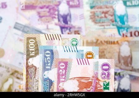 Zambian money - kwacha a business background Stock Photo