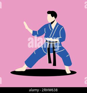 Karate player color concept. Stock Vector