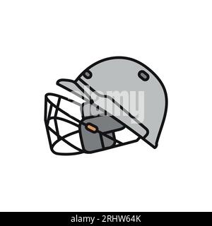 Cricket helmet color line icon. Stock Vector