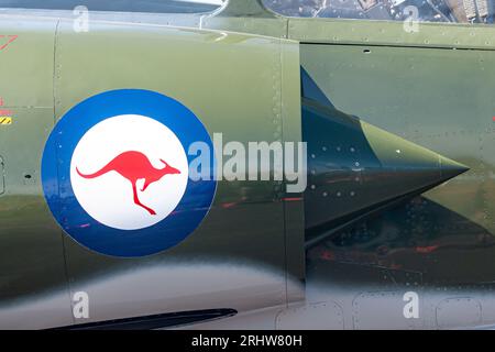 detailed images of the cockpit and nose section of a former RAAF Dassault Mirage III Stock Photo