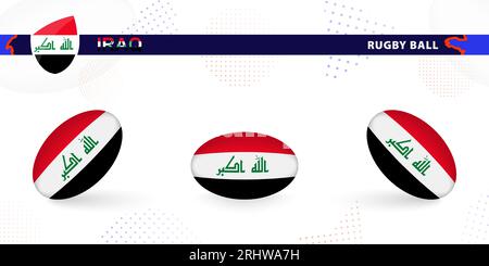 Iraq Rugby Team Flag of Iraq on rugby ball. Round rugby icon with flag of Iraq. Vector ...