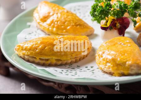 dim sum - Chinese dessert durian crisp on the plate Stock Photo