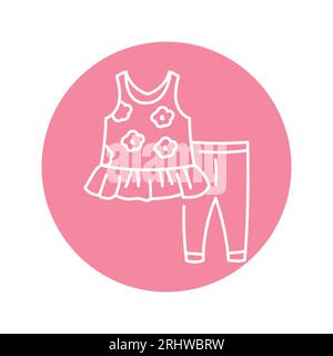 Baby girl tunic and legging black line icon. Pictogram for web page, mobile app, promo. Stock Vector