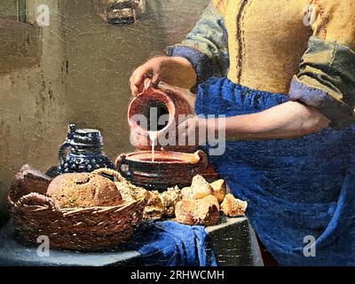 Amsterdam, Netherlands. August 6, 2023. Close up of famous painting of Johannes Vermeer. High quality photo Stock Photo