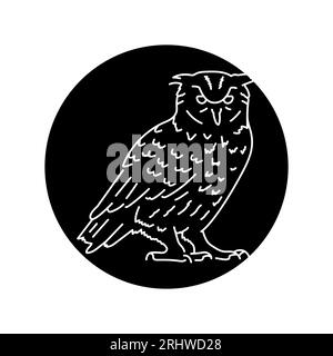 Owl bird black line icon. Pictogram for web page, mobile app, promo. Stock Vector