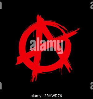 Grunge brush painted anarchy sign isolated on a white background. Anarchy icon. Vector illustration Stock Vector