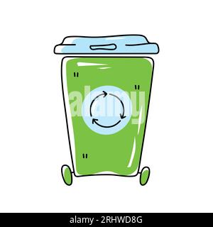 Trash can vector icon in doodle style. Stock Vector