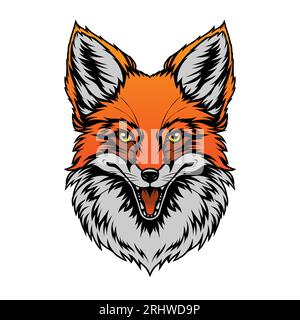 Cute red fox portrait, vector illustration on white background. Stock Vector
