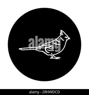 Red cardinal bird black line icon. Pictogram for web page, mobile app, promo. Stock Vector