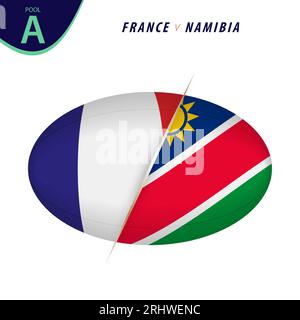 Rugby competition France v Namibia. Rugby versus icon. Vector illustration. Stock Vector