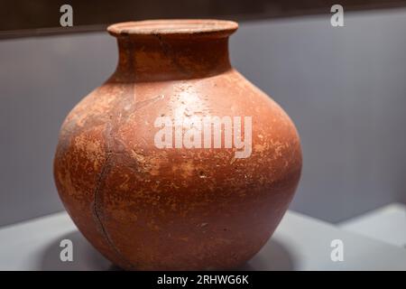 This terracotta pot was found at the Keeladi archaeological Stock Photo