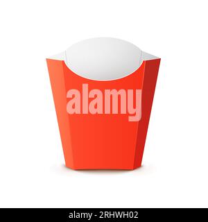 Fry potato package container box. French fries food takeaway design vector paper template cardboard isolated product. Stock Vector
