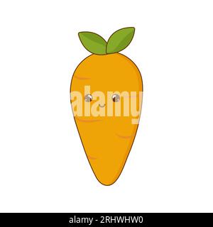 cute kawaii carrot on white isolated background vegan vegan theme Stock Vector