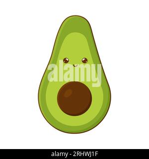 cute live with avacado eyes on white isolated background vegan vegan theme Stock Vector